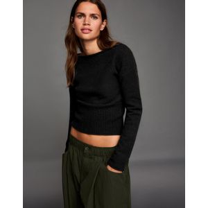 Bershka Trui Met Boothals Dames Xs Zwart