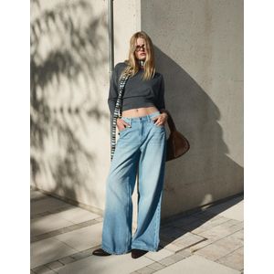 Bershka Jeans Met Wijde Pijpen Dames 42 Gewassen Blauw