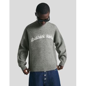 Bershka Jacquard Trui Met Borduursel Heren S Grijs