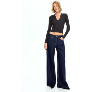 Bershka Jeans Met Wijde Pijpen Dames 38 Marineblau