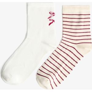 Bershka 2-Pack Sokken Met Strik Dames S Granaat