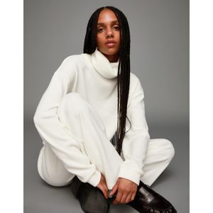 Bershka Ribcord Trui Met Hoge Kraag Dames Xxs Ecru