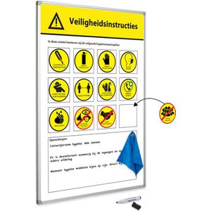 Veiligheidsregels attentiebord 30x45 cm - incl. magneten, wisser en st - Smit Visual