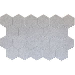 Akoestische wandpanelen Hexagon - Grijs PET-vilt - Set van 22 - IVOL