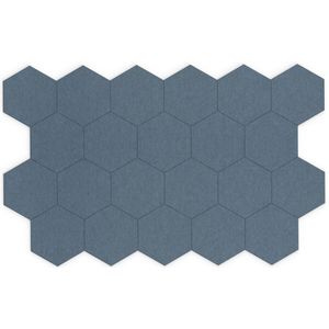 Akoestische wandpanelen Hexagon - Set van 22 - Blauw PET-vilt - Smit Visual