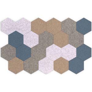 Smit Visual - Akoestische Wandpanelen Hexagon - Set van 22 - Diverse Kleuren PET-vilt