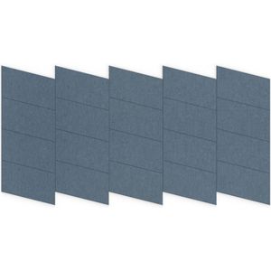 Akoestische wandpanelen Parallellogram - Set van 22 - Blauw PET-vilt - Smit Visual