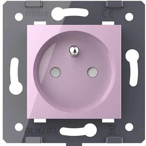 Wandcontactdoos | France | Module | Roze | Met Aardpen