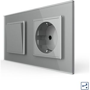 Livolo | Grijs | 1+SR | Aan/Uit | Wissel | Wipschakelaar met wandcontactdoos