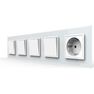 Livolo | Wit | 1+1+1+1+SR | Aan/Uit | Wipschakelaar met wandcontactdoos