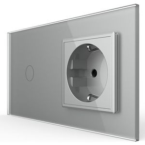 Livolo | Grijs | 1+SR | Aan/Uit | Dimmer | Schakelaar met wandcontactdoos | Afstandsbediening