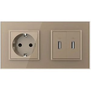 Livolo - SR+SR - Wandcontactdoos - Goud - USB + USB Oplader