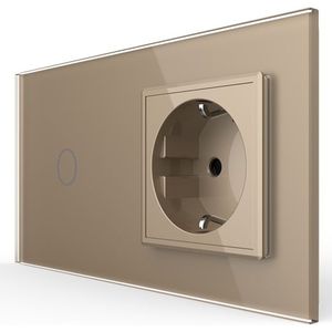 Livolo | Goud | 1+SR | Dimmer | Schakelaar met wandcontactdoos