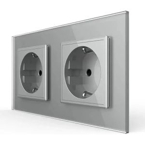 Livolo - Wandcontactdoos - Grijs - 2 Stopcontacten