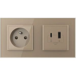 Livolo | Goud | SR+SR | Wandcontactdoos | USB + USB type C oplader |