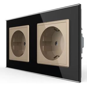 Livolo - SR+SR - Wandcontactdoos - Zwart/Goud