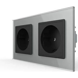 Wandcontactdoos | Grijs/Zwart | 2-Voudig Stopcontact | Bekijk hier!