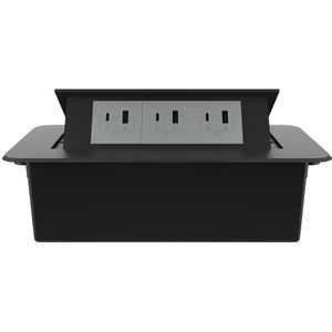 Stekkerdoos | Pop-Up | Zwart | Push | Inbouw | USB & USB-C | Grijs
