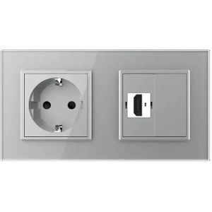 Livolo - SR+SR - Wandcontactdoos - Grijs - HDMI Aansluiting