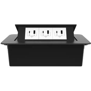 Stekkerdoos | Pop-Up | Zwart | Push | Inbouw | USB & USB-C | Wit