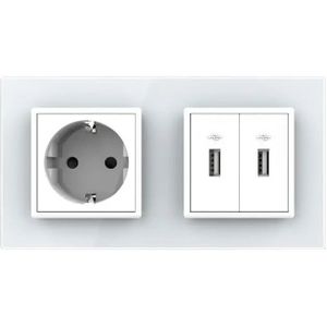 Livolo | Wit | SR+SR | Wandcontactdoos | USB + USB oplader - Bekijk