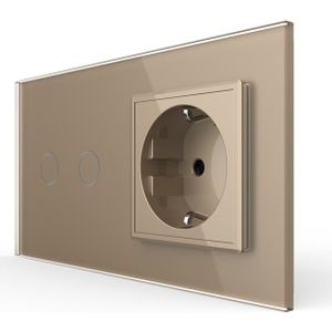 Livolo | Goud | 2+SR | Aan/Uit | Serieschakelaar met wandcontactdoos | Afstandsbediening