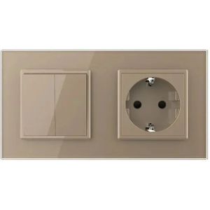 Livolo - Wipschakelaar - Goud - Dubbel - Wandcontactdoos - Aan/Uit