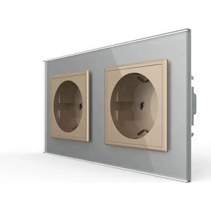 Livolo - Wandcontactdoos - Grijs/Goud - 2-Voudig Stopcontact