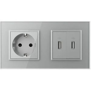 Livolo | Grijs | SR+SR | Wandcontactdoos | USB + USB oplader - Bekijk