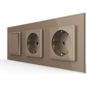 Livolo | Goud | 1+SR+SR | Aan/Uit | Wipschakelaar met dubbele wandcontactdoos