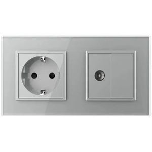 Livolo | Grijs | SR+SR | Wandcontactdoos | TV aansluiting | Blindplaat