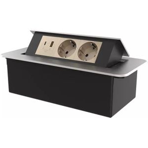 Livolo | Zilver | 3 | Pop-Up stekkerdoos | Push | Inbouw | USB & USB-C + Stopcontacten - Goud