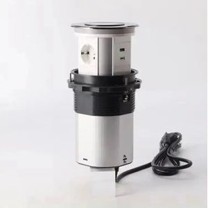 Wit Glazen Design | Automatische pop-up stekkerdoos | USB en USB-C + 3