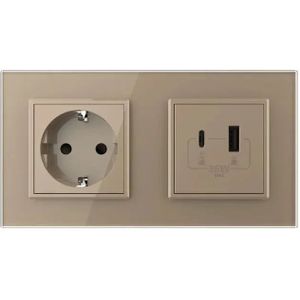 Livolo - SR+SR - Wandcontactdoos - Goud - USB + USB type C Oplader