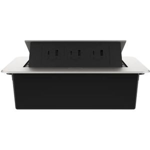 Stekkerdoos | Pop-Up | Zilver | Push | Inbouw | USB & USB-C | Zwart