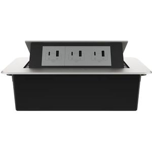 Stekkerdoos | Pop-Up | Zilver | Push | Inbouw | USB & USB-C | Grijs