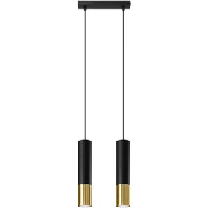 Hanglamp | 2 | Zwart met gouden buitenzijde | Luxe LED | Dimbaar