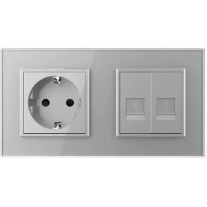 Livolo | Grijs | SR+SR | Wandcontactdoos | Telefoon | Telefoon -