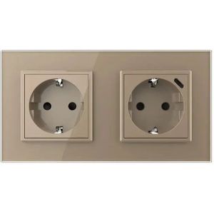 Livolo - SR+SR - Wandcontactdoos - Goud - Wandcontactdoos met USB-C