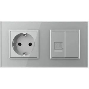 Livolo | Grijs | SR+SR | Wandcontactdoos | Telefoon | Blindplaat -