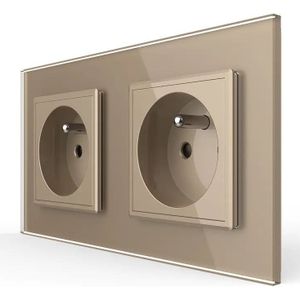 Livolo - Dubbel Franse Wandcontactdoos - Goud - Krasbestendig - Kinderveilig