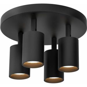 Plafondlamp | Zwart | 4 | LED spot | Rond | Verstelbaar | Dimbaar