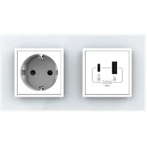 Livolo | Wit | SR+SR | Wandcontactdoos | USB + USB type C oplader -