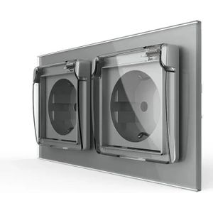 Wandcontactdoos - Grijs - 2-Voudige Stopcontact - IP44