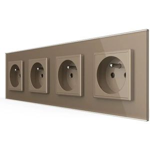 Wandcontactdoos | Goud | 4-voudig Franse Stopcontact | Livolo.nl