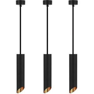 Hanglamp | 3 | Zwart met gouden binnenzijde | Luxe LED | Dimbaar