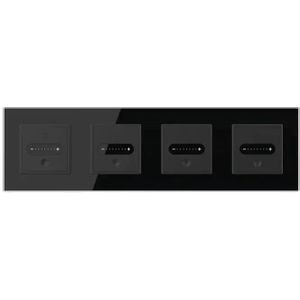 Livolo | Zwart | SR+SR+SR+SR | Slide-Dimmer | Wisselschakelaar | Smart