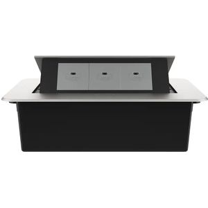 Stekkerdoos | Pop-Up | Zilver | 3-Voudige USB-C Oplader | Push Inbouw