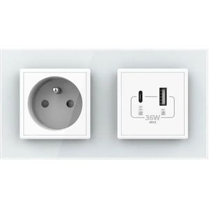 Livolo - SR+SR - Wandcontactdoos - Wit - USB + USB type C Oplader