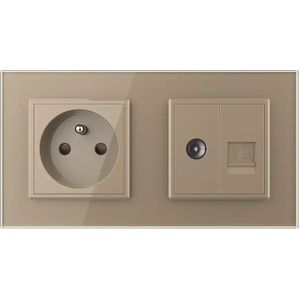 Livolo | Goud | SR+SR | Wandcontactdoos | TV | Netwerk | France -
